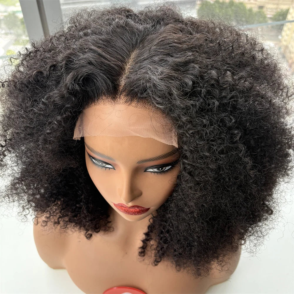 Millionaire Queen Glueless Wig Human Hair Afro Kinky Curly 5x5 Closure Lace Wig Human Hair For Brazilian Women Wear And Go 400%