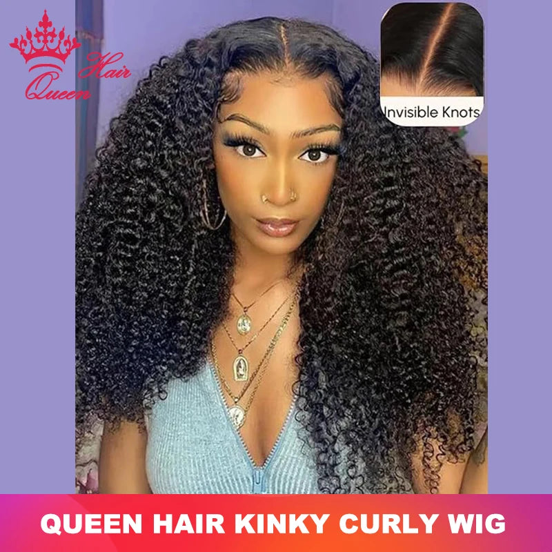 Queen Hair Kinky Curly Wig Real HD Lace Raw Human Hair 13x4 13x6 FULL Frontal 6x6 7x7 Closure Wig Straight Queen Hair Official