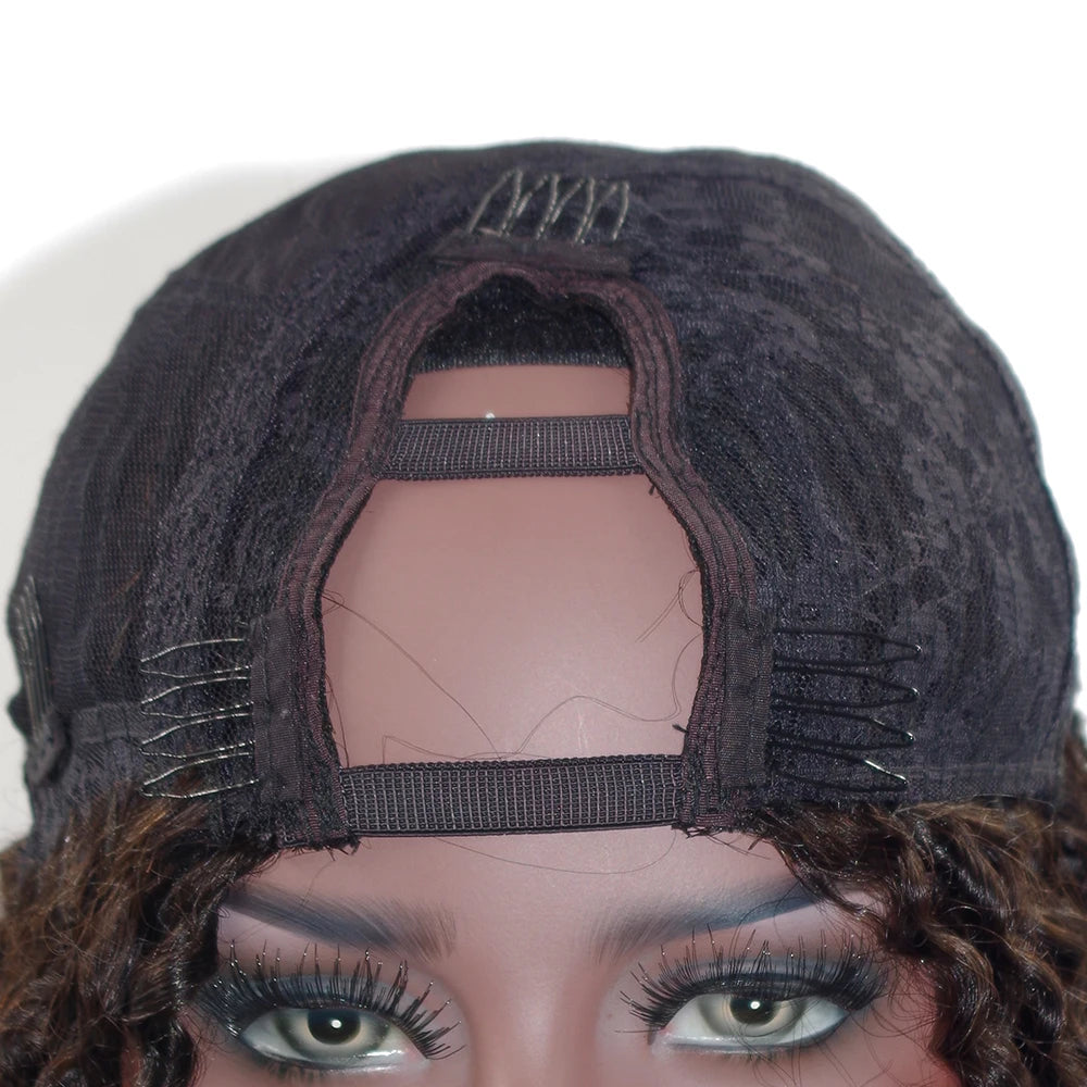 Chocolate Brown 100% Human Hair Cheap Machine Made 1x4 V Part Wig for Black Women Soft Remy Indian Hair U Part Wig 200 Density