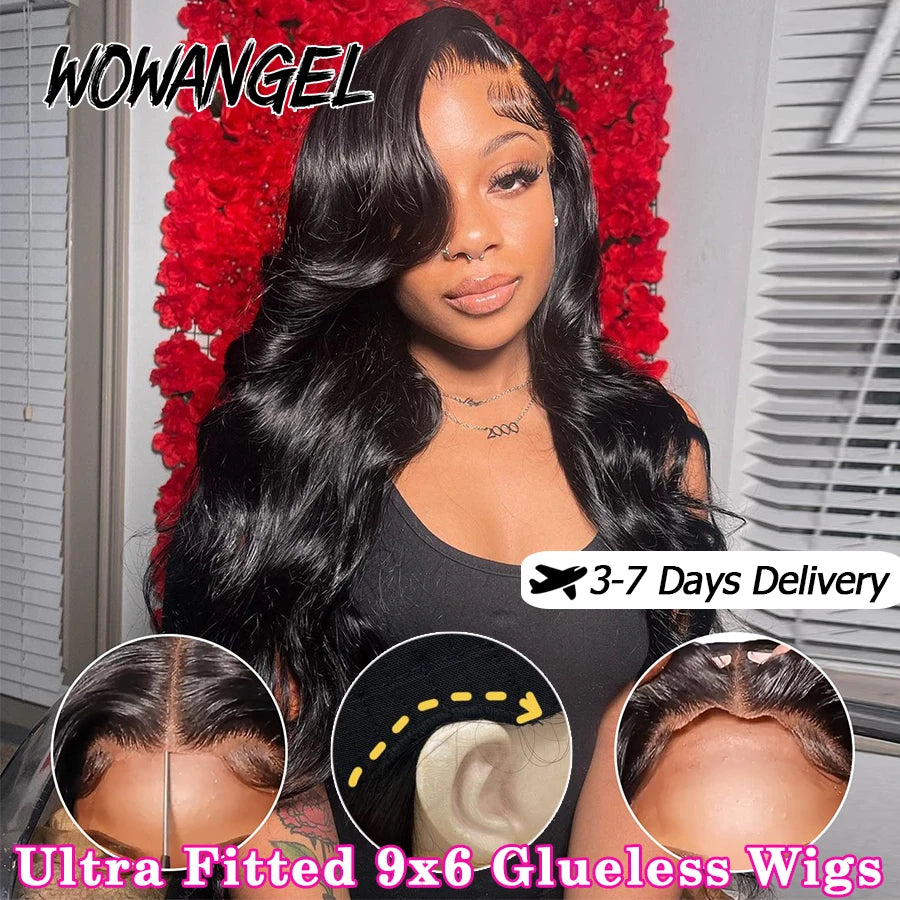 250% Ultra Fitted 9x6 HD Lace Closure Glueless Wigs Pre Cut Lace Ready To Go Human Hair Wigs Body Wave Melt Skins For Women Wig