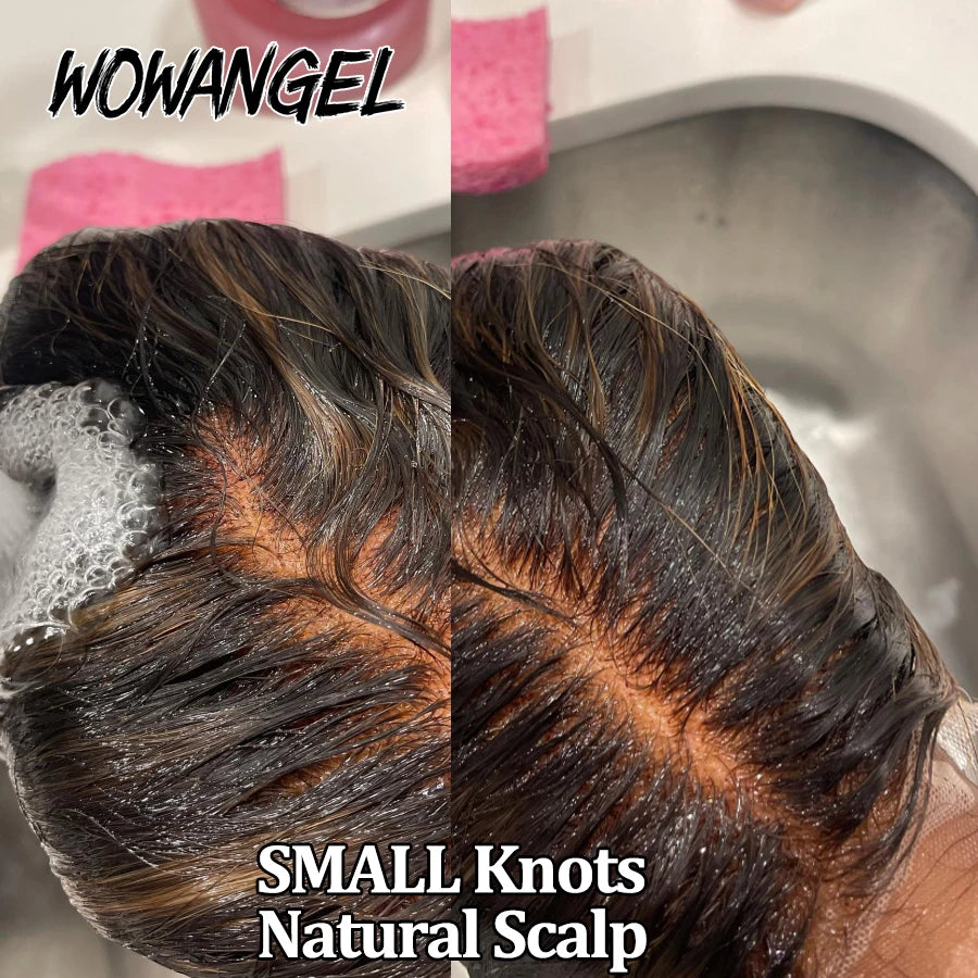 Wowangel Ombre Brown Hair 13x6 HD Lace Front Wig Highlight Wigs Body Wave Human Hair Wigs Melt All Skins Natural Scalp For Woman