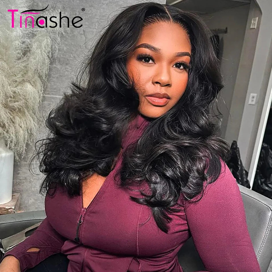 Tinashe Layered Cut Loose Body Wave 6×5 HD Lace Wig Double Drawn Pre Bleached Wear&Go Glueless Lace Closure Human Hair Wigs