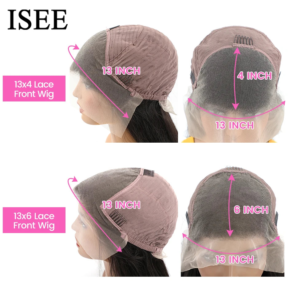 ISEE HAIR Brazilian Water Wave Wig 13x6 HD Lace Frontal Wig For Women 13x4 Lace Front Wig Lace Closure Curly Human Hair Wig