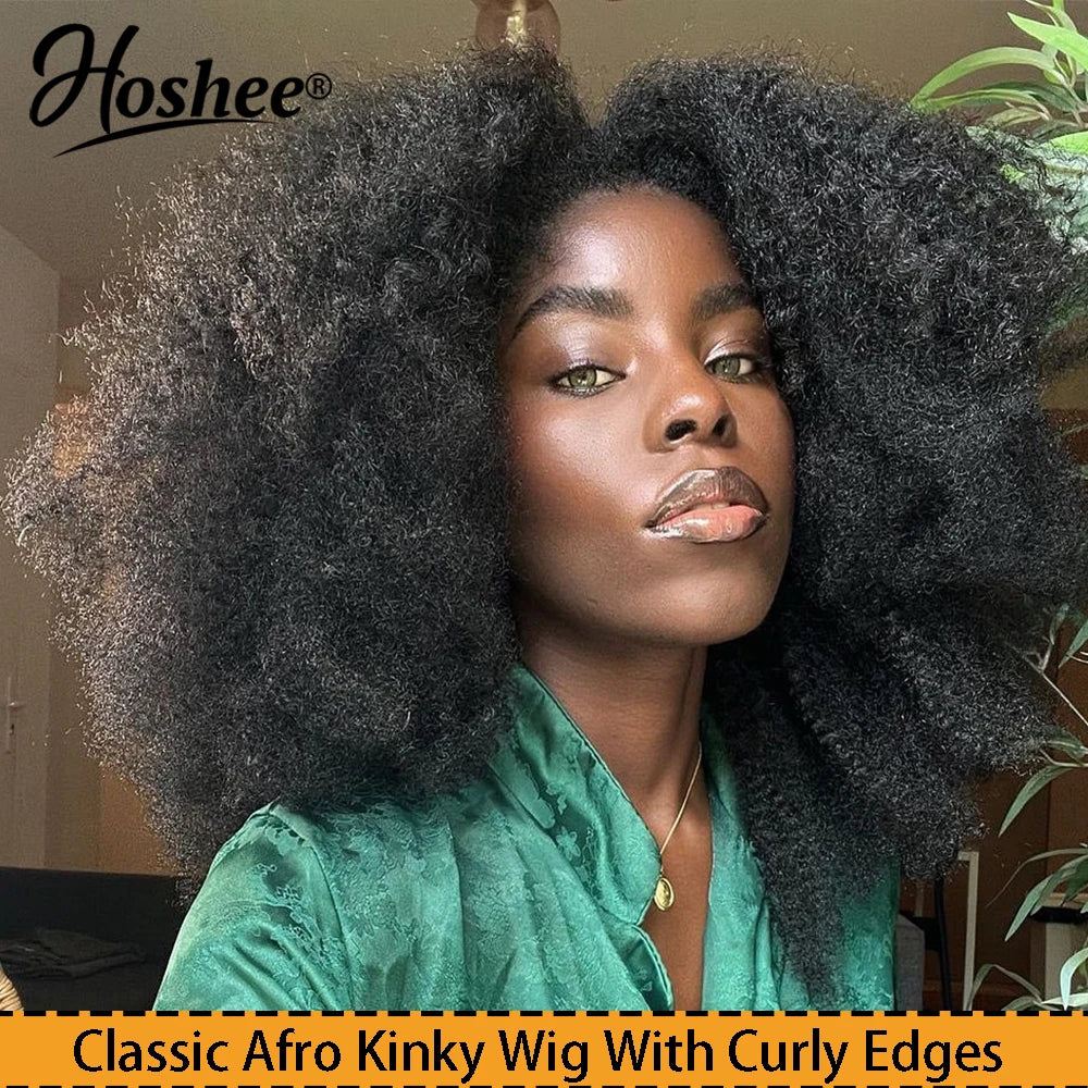 Mongolian Afro Curly Glueless 5x5 Lace Closure Human Hair Wig 360 Full Lace Wig With 4c Edges Higher Density Remy Human Hair 250