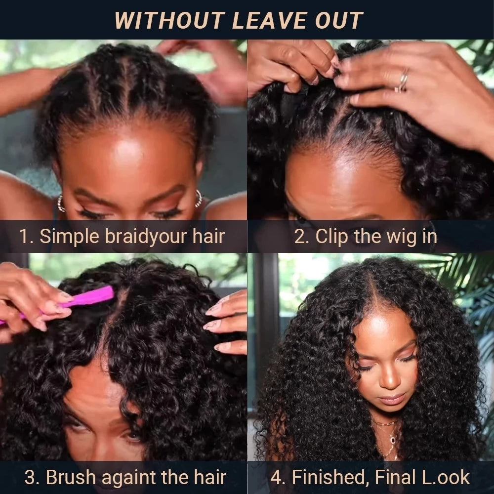 Nadula Hair Kinky Straight V Part Wig Human Hair Brazilian Hair Wigs V Shape  Human Hair Wigs No Leave Out