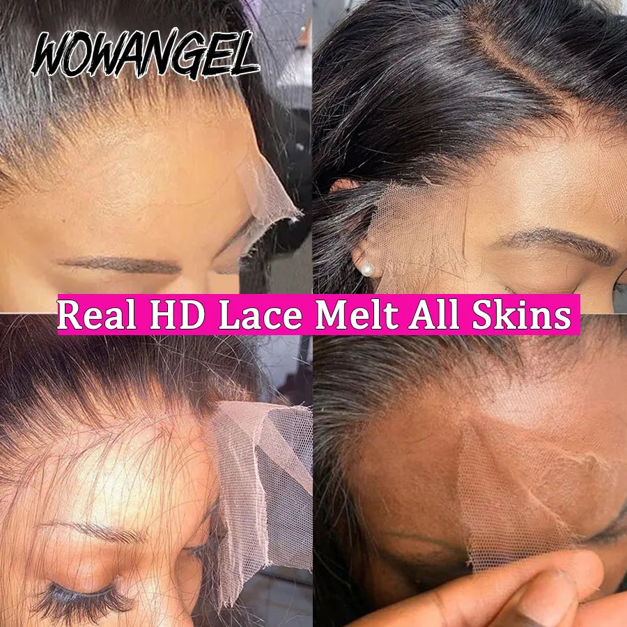 34inch Real HD Lace Front Wig Pre Plucked Straight Wigs 13x6 HD Transparent Lace Frontal Human Hair Wig Brazilian Hair For Woman