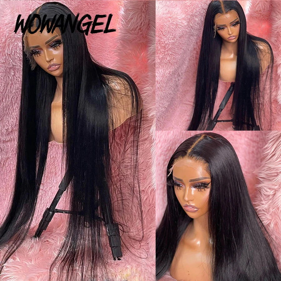 Wow Angel 13x6 HD Lace Frontal Wig Brazilian Straight Lace Front Human Hair Wig Deep Part Pre plucked Fitted Hairline Melt Skins