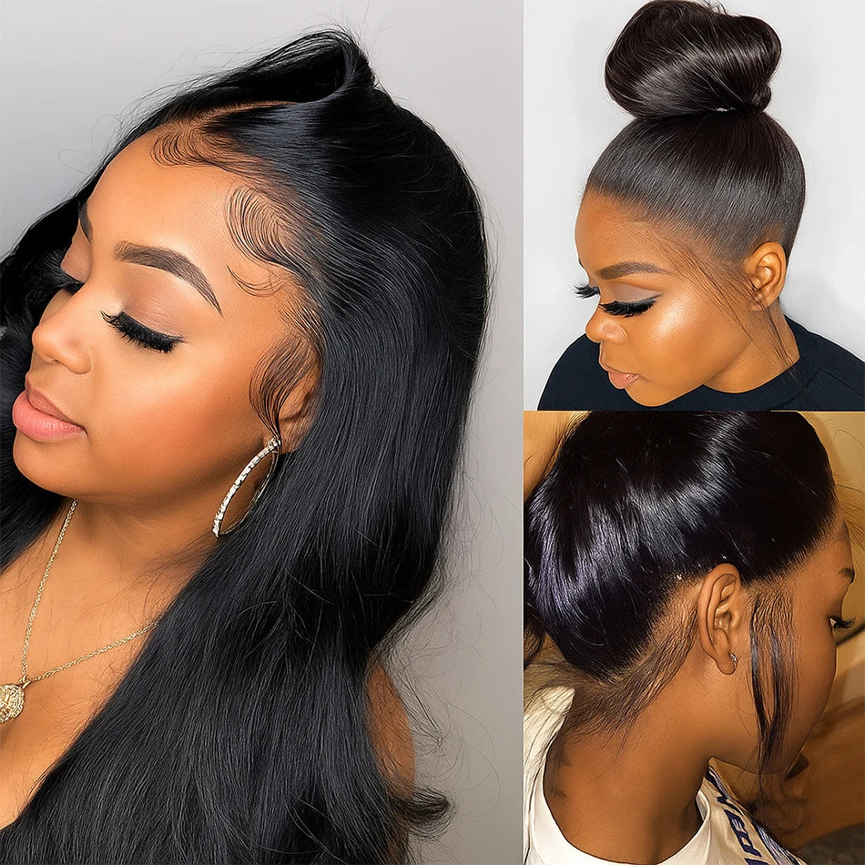 Real Full Lace Front Straight Wig HD Pre Plucked Natrual Black Lace Front Wig Transparent Lace Front Human Wig For Women