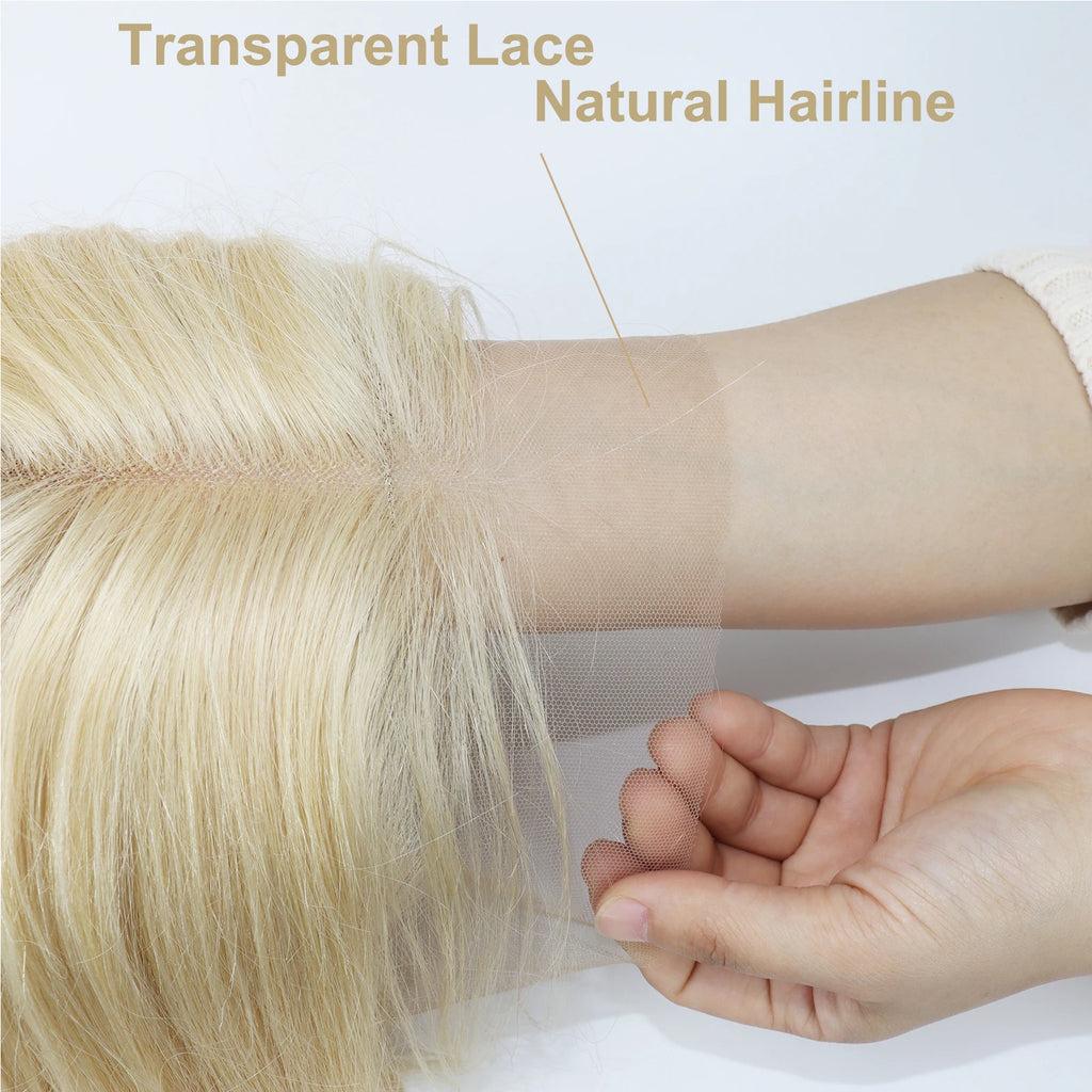 Full Lace Wig for Women #613 Light Blonde Real Remy Human Hair Wig Curly Wave Hair Glueless Bleached Knots Natural Hairline