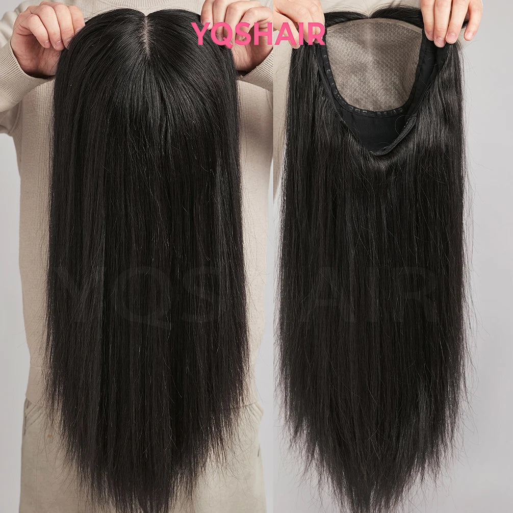 Silk Base Wigs Full Hand Tied Wig with PU Front 24" Real Virgin Layer European Human Hair Wig with Bangs Silk Base Wig for Women