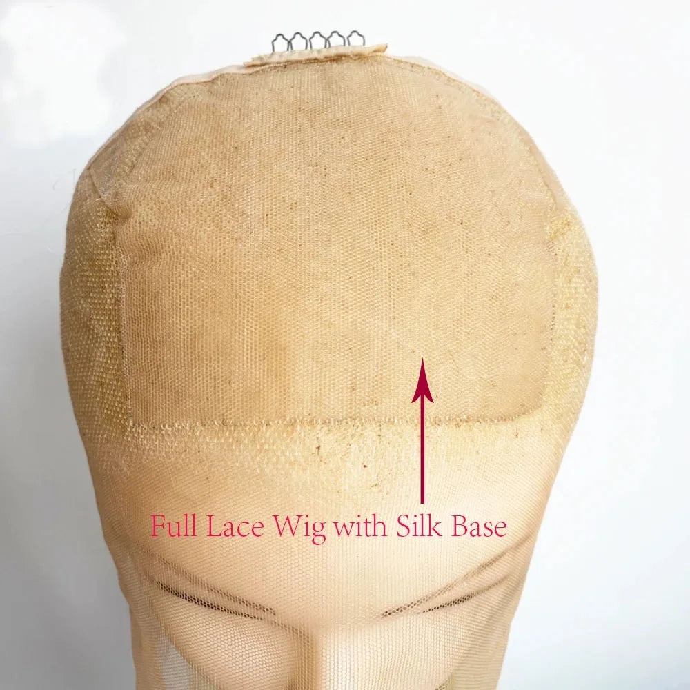 Full Lace Silk Top Wig 613 Light Blonde Natural Wave Brazillian Remy Hair Wig Transparent Lace Silk Base Wigs Glueless