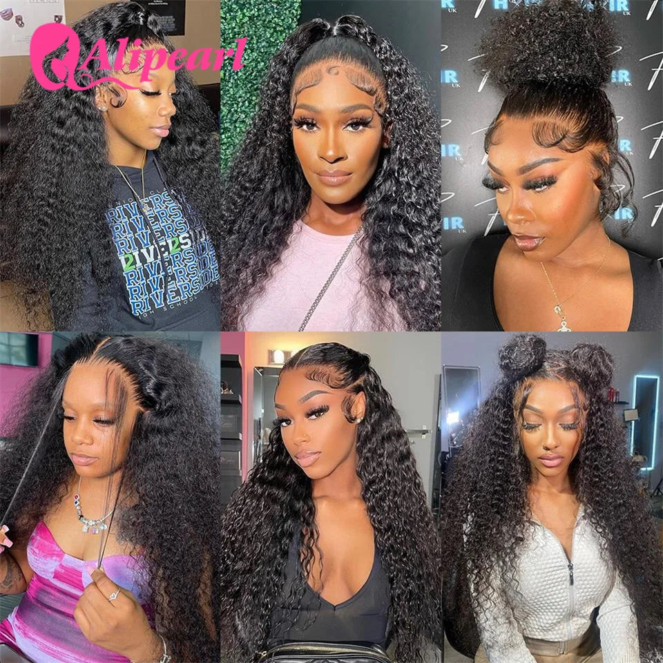 Alipearl Hair 13x4 Lace Front Wig Human Hair Free Part Kinky Curly Human Hair Wigs Pre-Plucked For Women Brazilian Wig