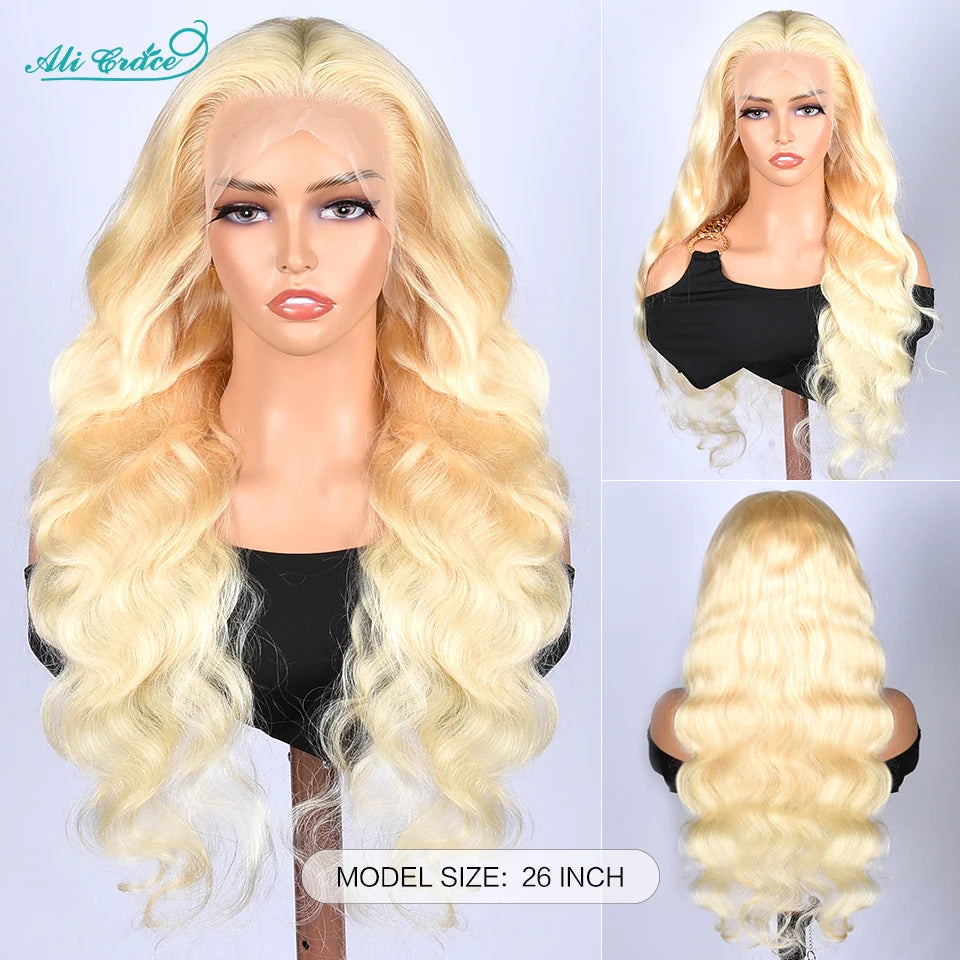 AliGrace Hair Body Wave 613 Blonde Lace Front Wig Human Hair Wigs Full 13x4 Transparent Lace Frontal Wig Pre-Plucked Hairline