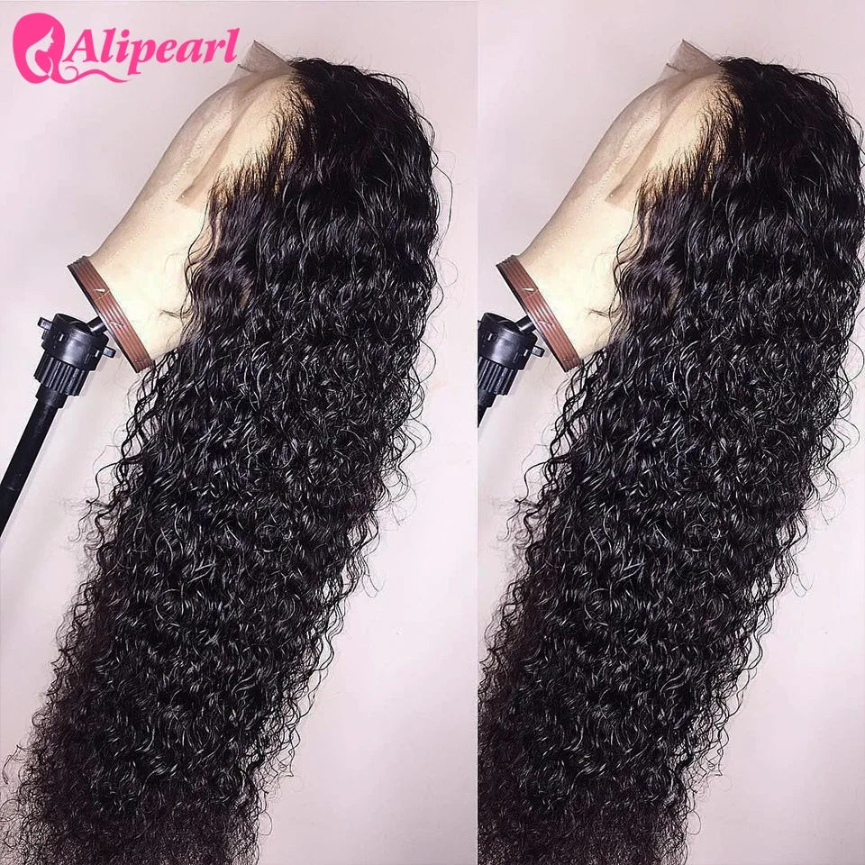 AliPearl 30Inch Lace Front Human Hair Wigs Brazilian Kinky Curly 13x4 Wig For Women Pre Plucked 180% Density