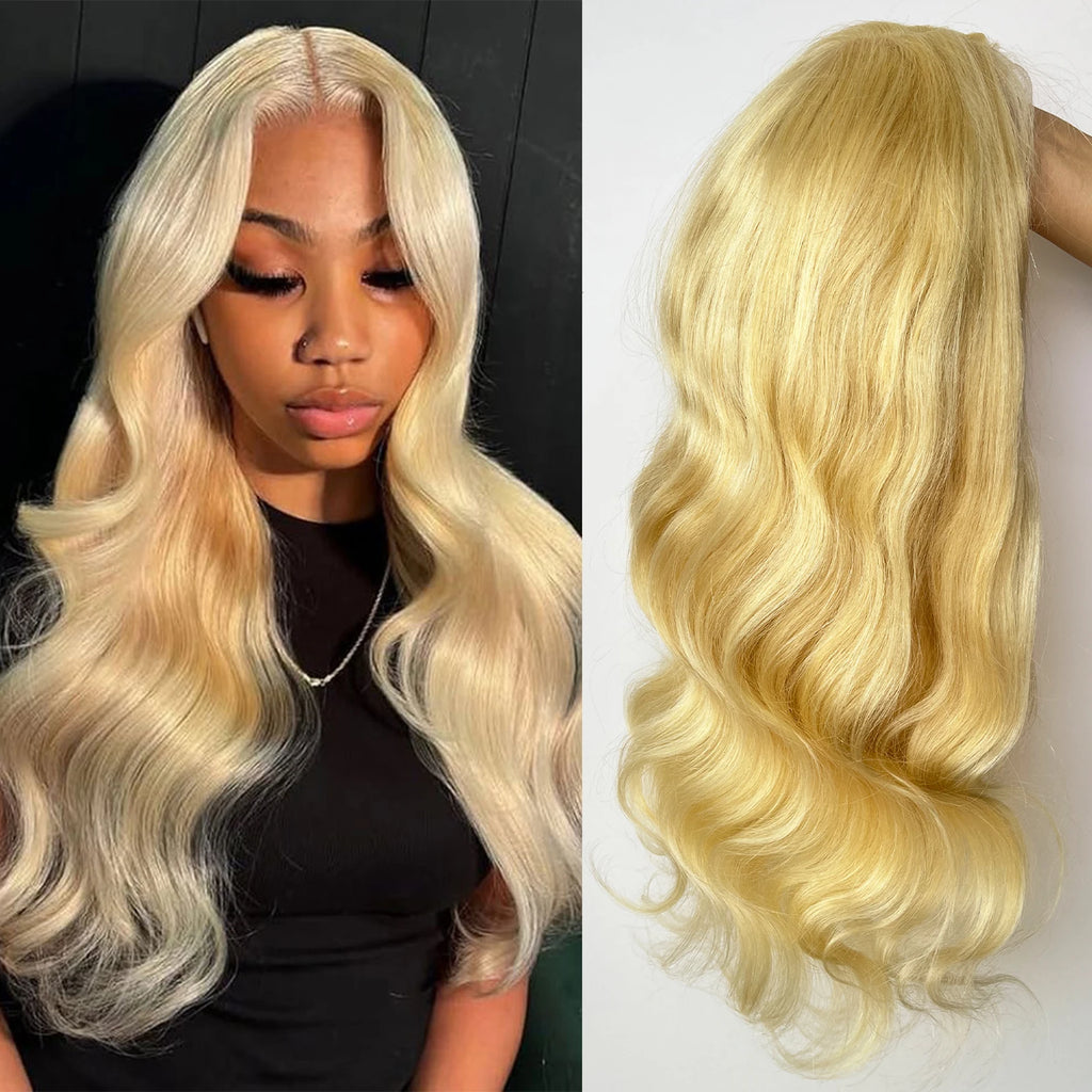 Full Lace Silk Top Wig 613 Light Blonde Natural Wave Brazillian Remy Hair Wig Transparent Lace Silk Base Wigs Glueless