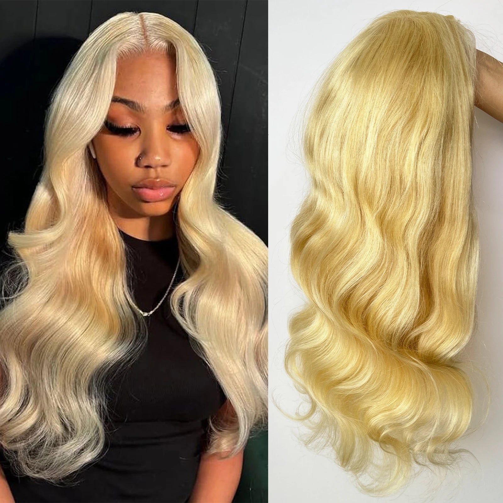 Full Lace Silk Top Wig 613 Light Blonde Natural Wave Brazillian Remy Hair Wig Transparent Lace Silk Base Wigs Glueless