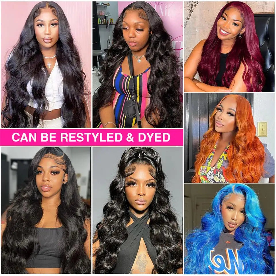 Ali Pearl Hair 13x4 Lace Frontal Wig Transparent Brazilian Body Wave 5x5 Closure Wig Pre Plucked Human Hair Wig 180 Density