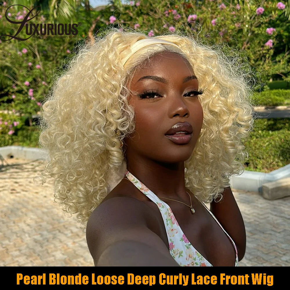 Blonde Glueless Wigs Human Hair Deep Wave 13x4 Transparent lace Front Human Hair Wig 250% Deep Curly Human Hair Wigs For Women