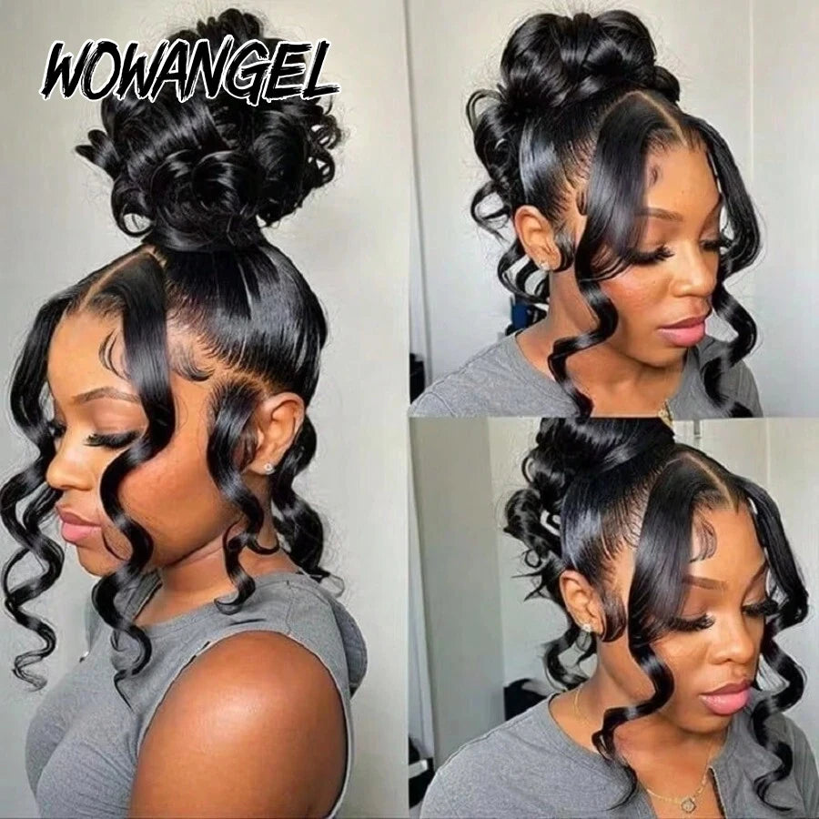 Hidden Strap Body Wave 360 HD Lace Frontal Wigs Human Hair Pre Plucked Glueless Brazilian Virgin Full Lace Wig With Drawstring