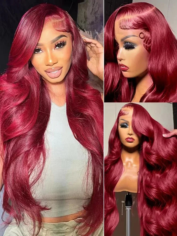 13x6 HD Lace Frontal Human Hair Wig Body wave wig  99J Burgundy 13x4 Lace Front Human Hair Wigs For Women