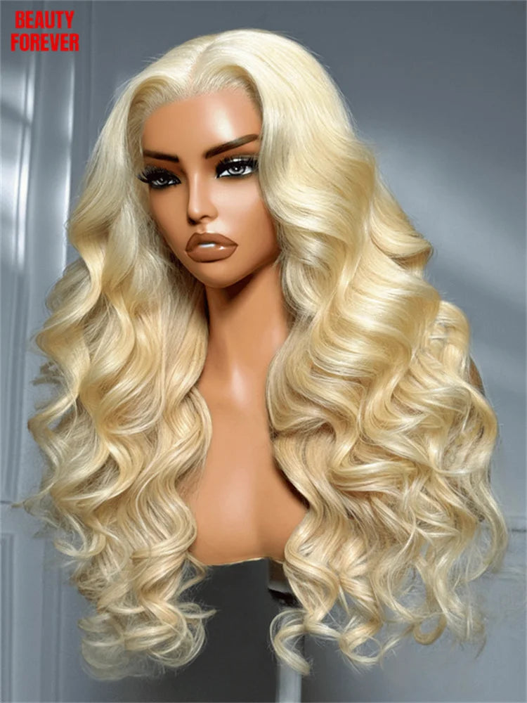 Beautyforever #613 Blonde Transparent Full Lace Wigs 100% Brazilian Body Wave Human Hair Wig Breathable Cap 180% Density