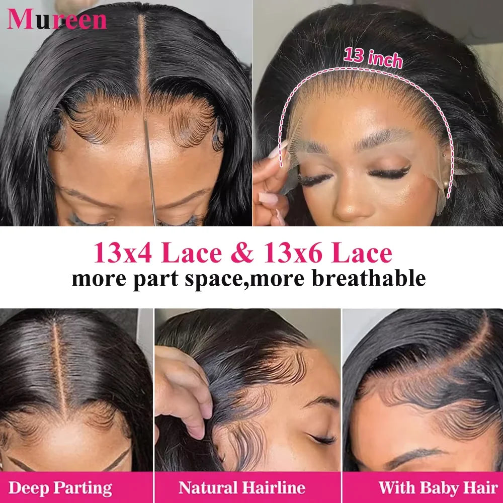250% Density Deep Wave 13x6 Lace Front Wigs Human Hair Pre Plucked Water Wave Curly 13x4 Lace Frontal Wigs Human Hair for Women