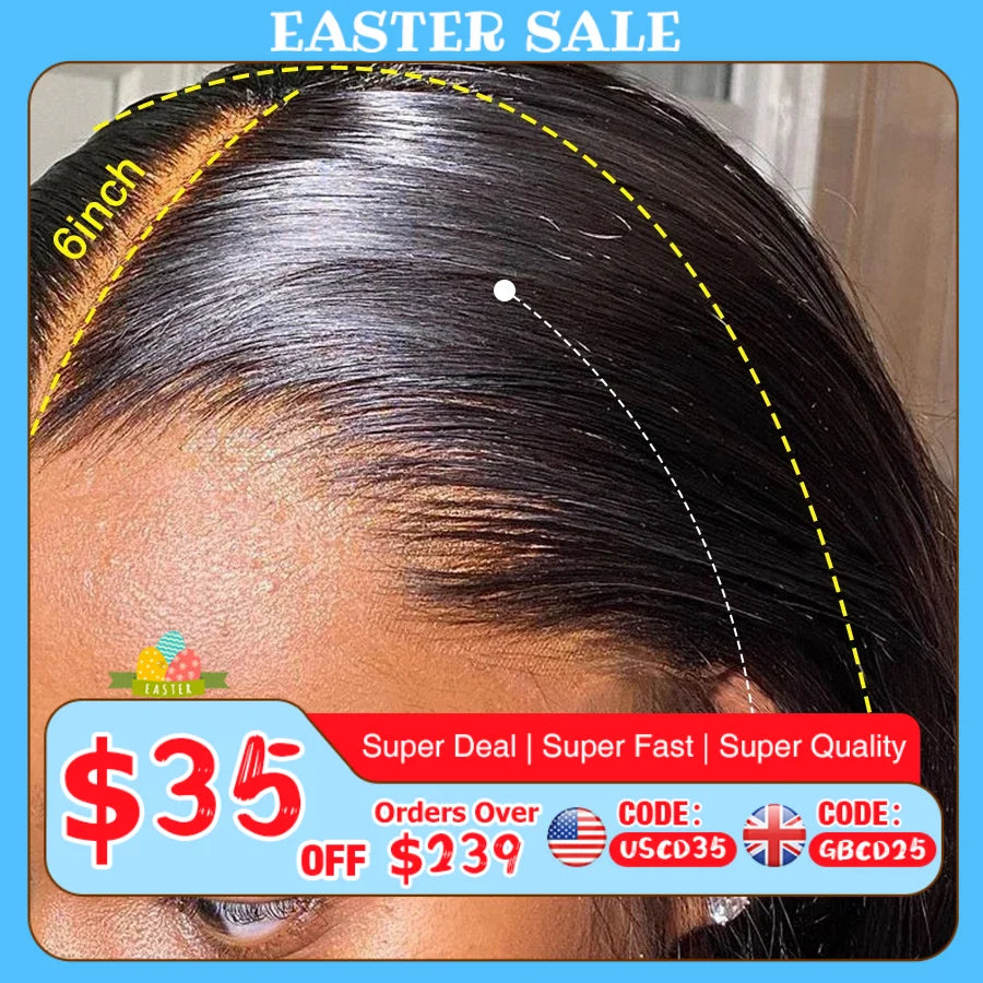 13x6 HD Full Lace Frontal Wigs 250% Invisible HD Lace Front Human Hair Wigs  Straight Melt Skins Pre Plucked Brazilian Hair Wig