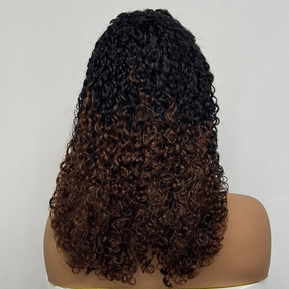 300% Density Burmese Pixie Cut Kinky Curly Human Hair Wig 99J Highlight 13x4 Transparent Lace Front Wig for Black Women 16 inch