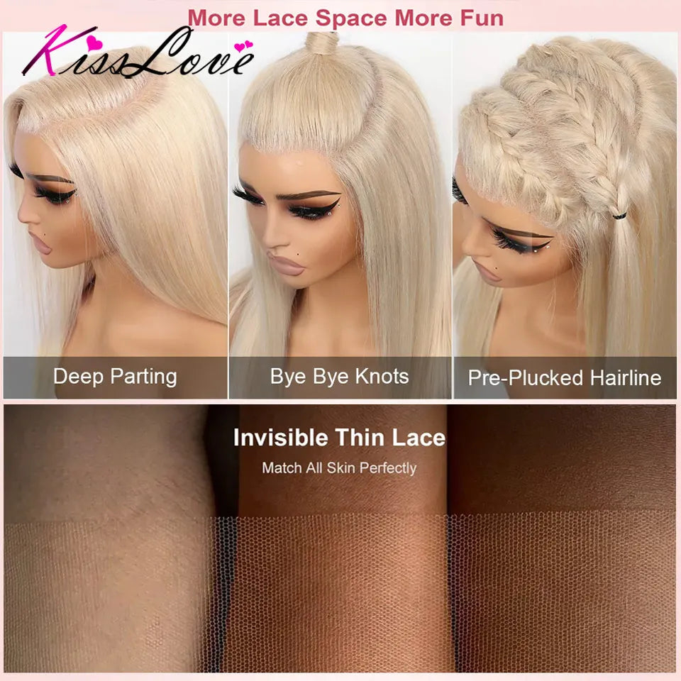 250% 3D Body Wave Ash Blonde 13x6 Lace Frontal Human Hair Wig Pre Plucked Brazilian Colored 13x4 HD Transparent Lace Front Wigs