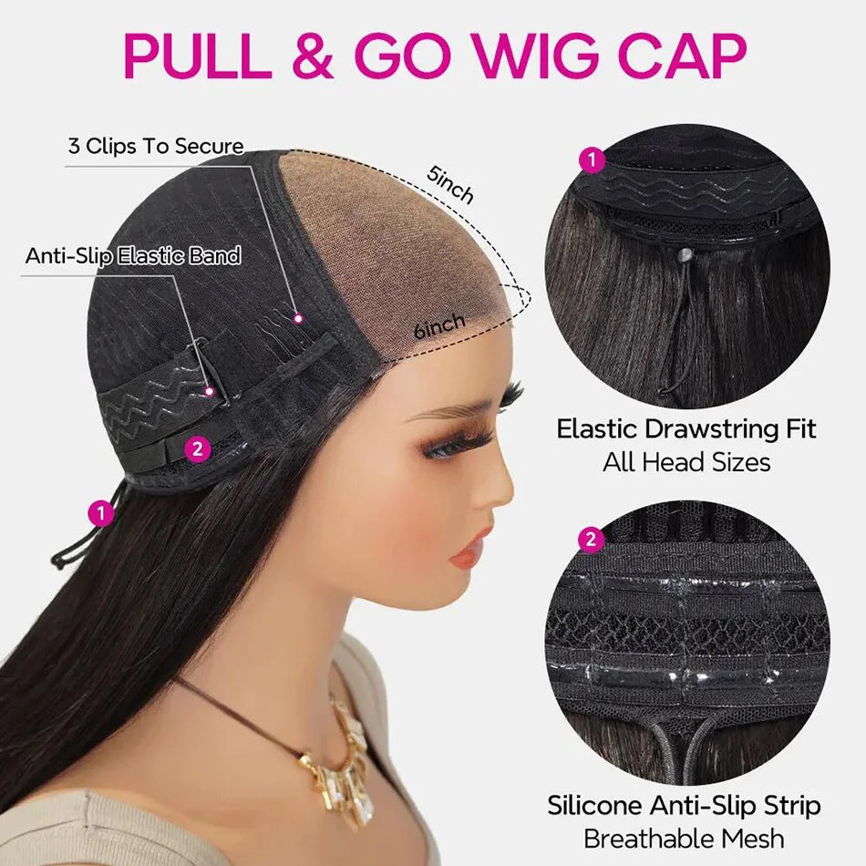 Tinashe Pull&Go Glueless Wig Human Hair 13x6 Bone Straight Lace Frontal Wig Pre Plucked 180 250 Density 6x5 HD Lace Closure Wig