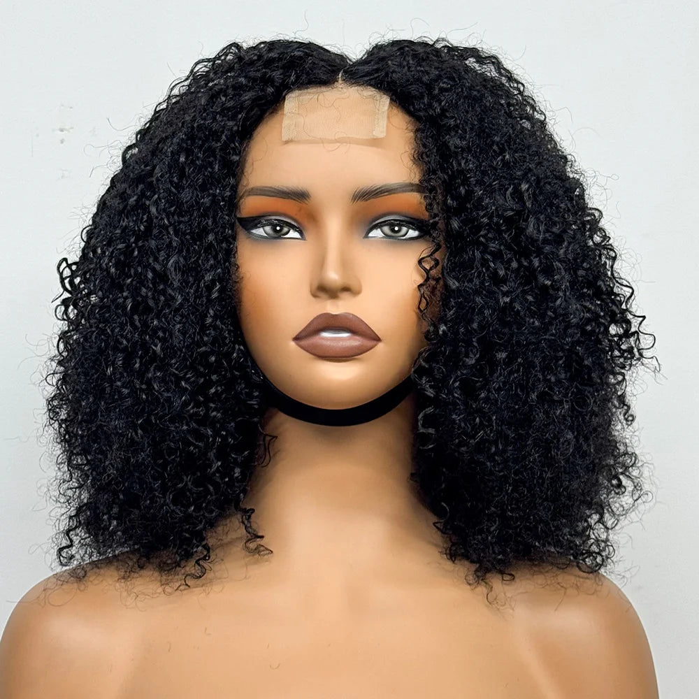 350% Density 2x6 Transparent Lace Closure Wig Afro Kinky Curly Human Hair Wigs Jerry Curly Human Hair Wig For Black Women