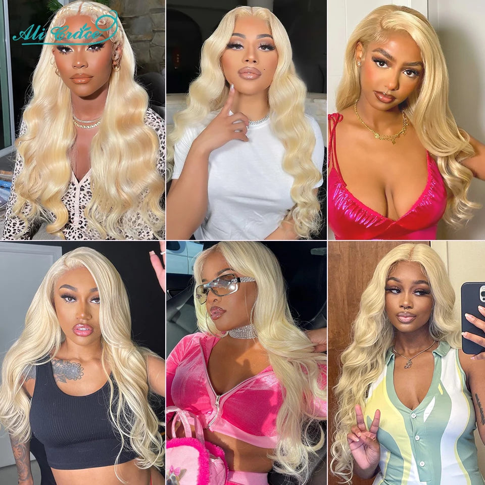 AliGrace Hair Body Wave 613 Blonde Lace Front Wig Human Hair Wigs Full 13x4 Transparent Lace Frontal Wig Pre-Plucked Hairline