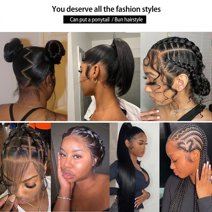 Full 360 Frontal Lace Wig Straight HD Transparent 13x4 Lace Front Wig Preplucked With Baby Hair Brazilian Remy Human Hair Lemoda