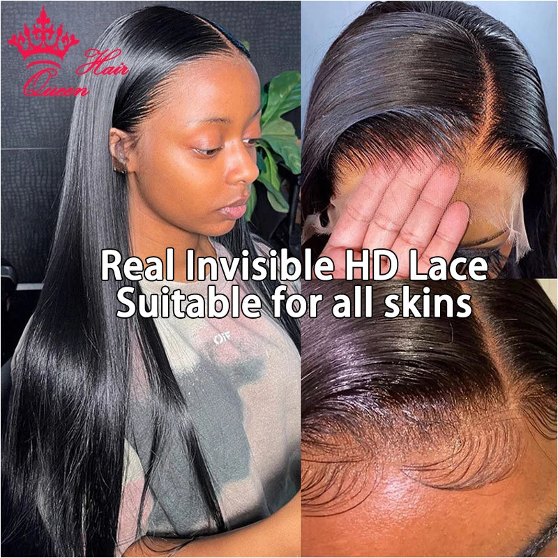 HD 360 Frontal Lace Wig Raw Human Hair Invisible Melt Skin HD Lace Wig Straight High Ponytail Available Natural Look Queen Hair