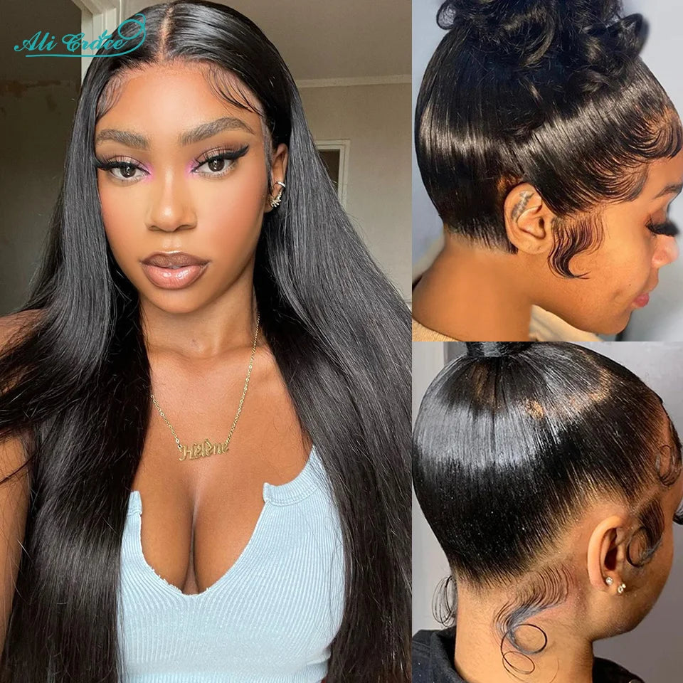 Ali Grace 360 Lace Frontal Wig Straight Human Hair Wigs 360 Full Lace Wig Human Hair Pre Plucked Lace Frontal Human Hair Wigs