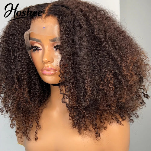 1B30 Honey Brown Colored 13X4Glueless Human Hair Wigs For Black Women 250% Bouncy Curly 4x4Pre-Cut Lace Wig Human Hair Remy Hair