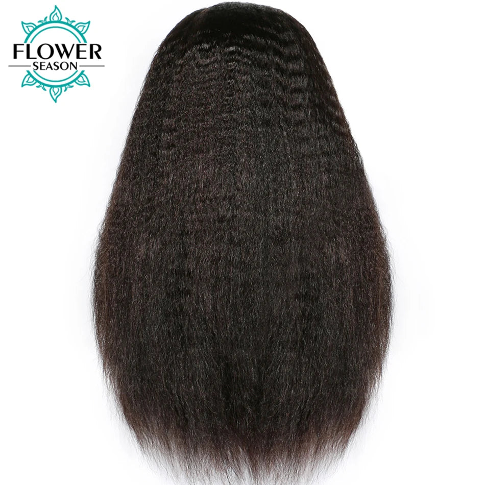 Kinky Straigt Full Lace Wig HD Lace Human Hair 360 Lace Frontal Wigs Preplucked for Black Women Kinky Straight Wig 150Density