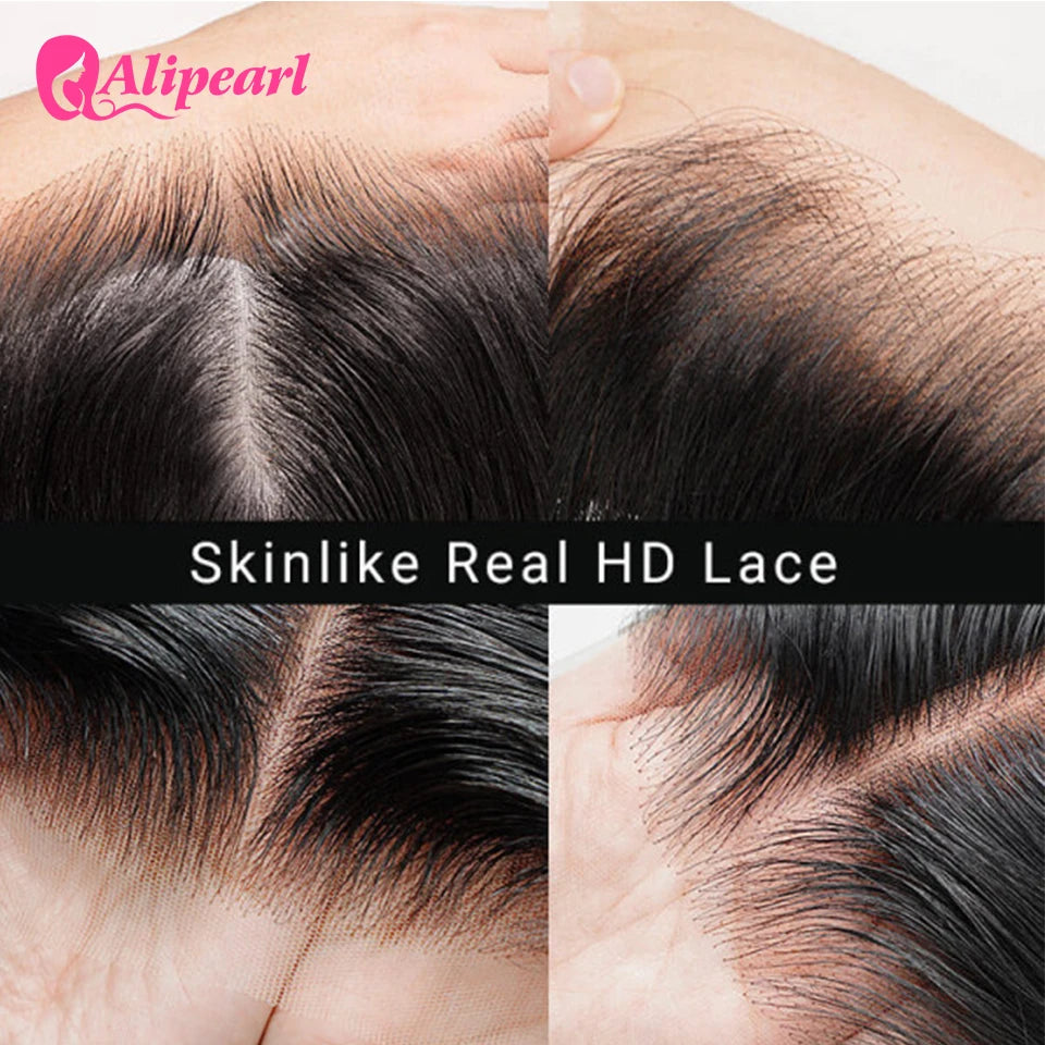 Ali Pearl Real HD Lace Front Human Hair Wigs Deep Wave HD Human Hair Wig Peruvian Pre-Plucked 5x5 Closure Wig For Woman
