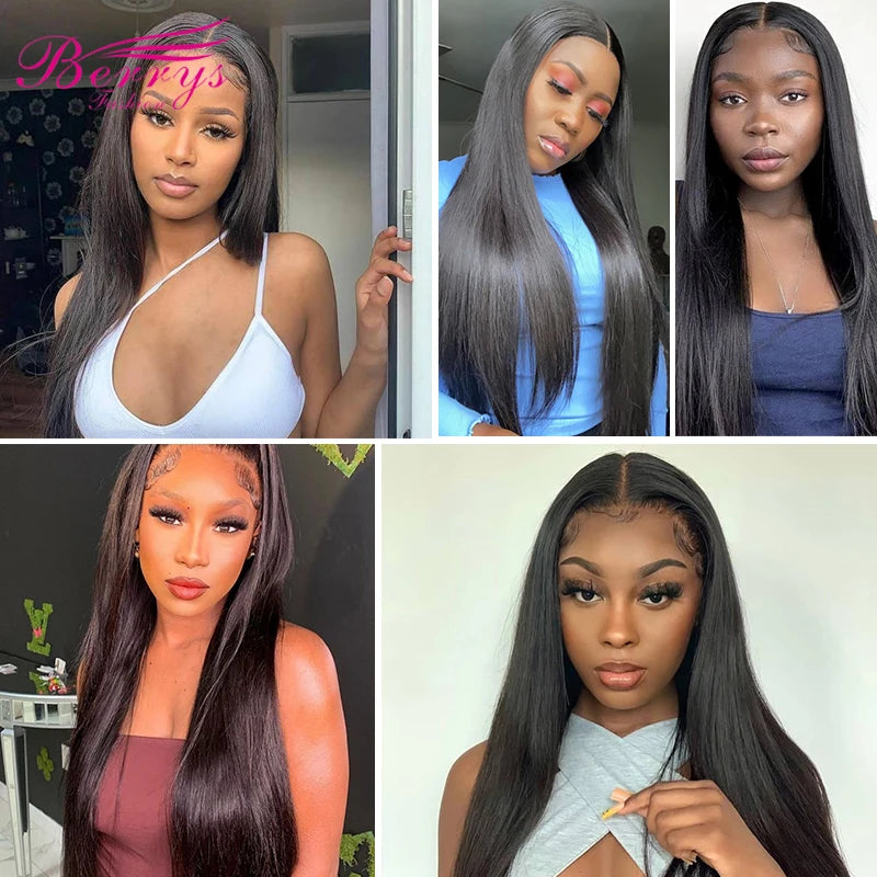 Berrys Straight 13x6 HD Lace Front Human Hair Wigs Pre Plucked 5x5 Lace Closure Wig And 13x4 Lace Frontal VietnameseWig 250%