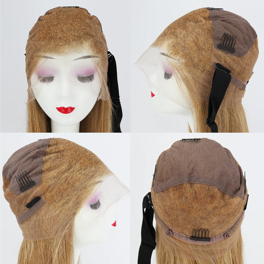 Full HD Lace Wig for Women #27 Honey Blonde 100% Remy Human Hair Invisible Lace Glueless Wig Bleached Knots Natural Straight