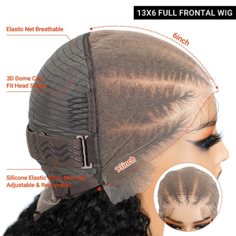 Alipearl Pre-Styled Cute Braids Curly Ready & Go Human Hair Wig 13x6 Transparent Lace Full Frontal Guleless Wig Pre Baby Hair