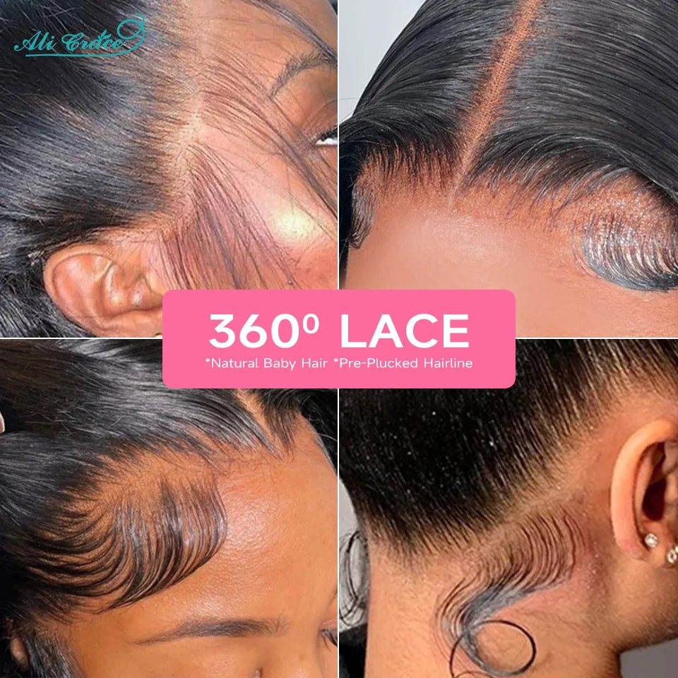 Ali Grace 360 Lace Frontal Wig Straight Human Hair Wigs 360 Full Lace Wig Human Hair Pre Plucked Lace Frontal Human Hair Wigs