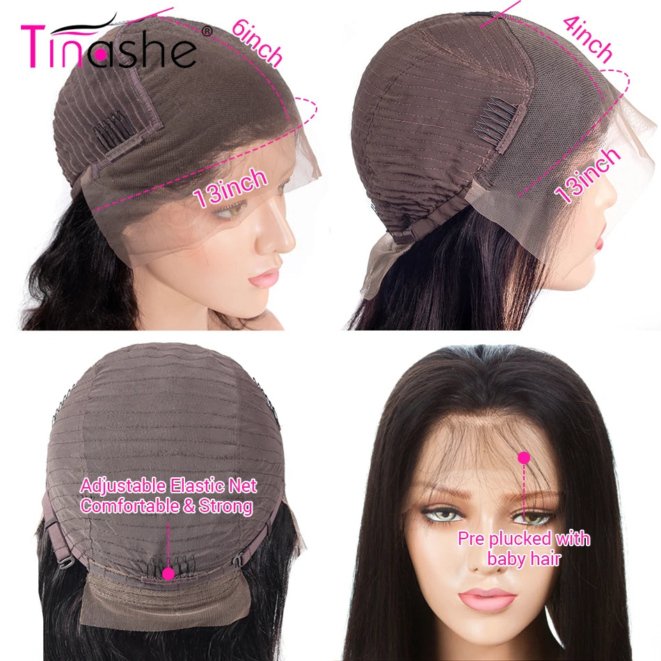 Tinashe 13x4 Deep Wave Frontal Wig 13x6 Lace Front Human Hair Wigs For Women Pre Bleached Ready To Go 6x5 HD Lace Closure Wigs