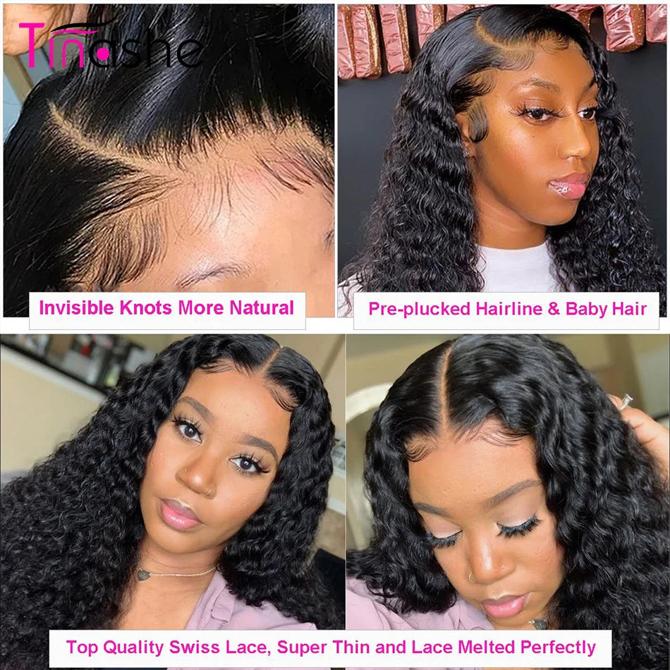 Tinashe 13x4 Deep Wave Frontal Wig 13x6 Lace Front Human Hair Wigs For Women Pre Bleached Ready To Go 6x5 HD Lace Closure Wigs